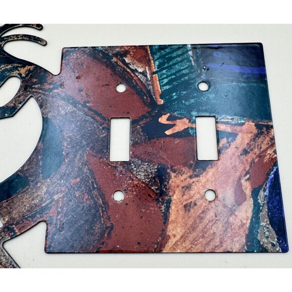 Lazart Kokopelli Reversible Metal Double Light Switch Cover Southwest Fertility - Picture 3 of 9